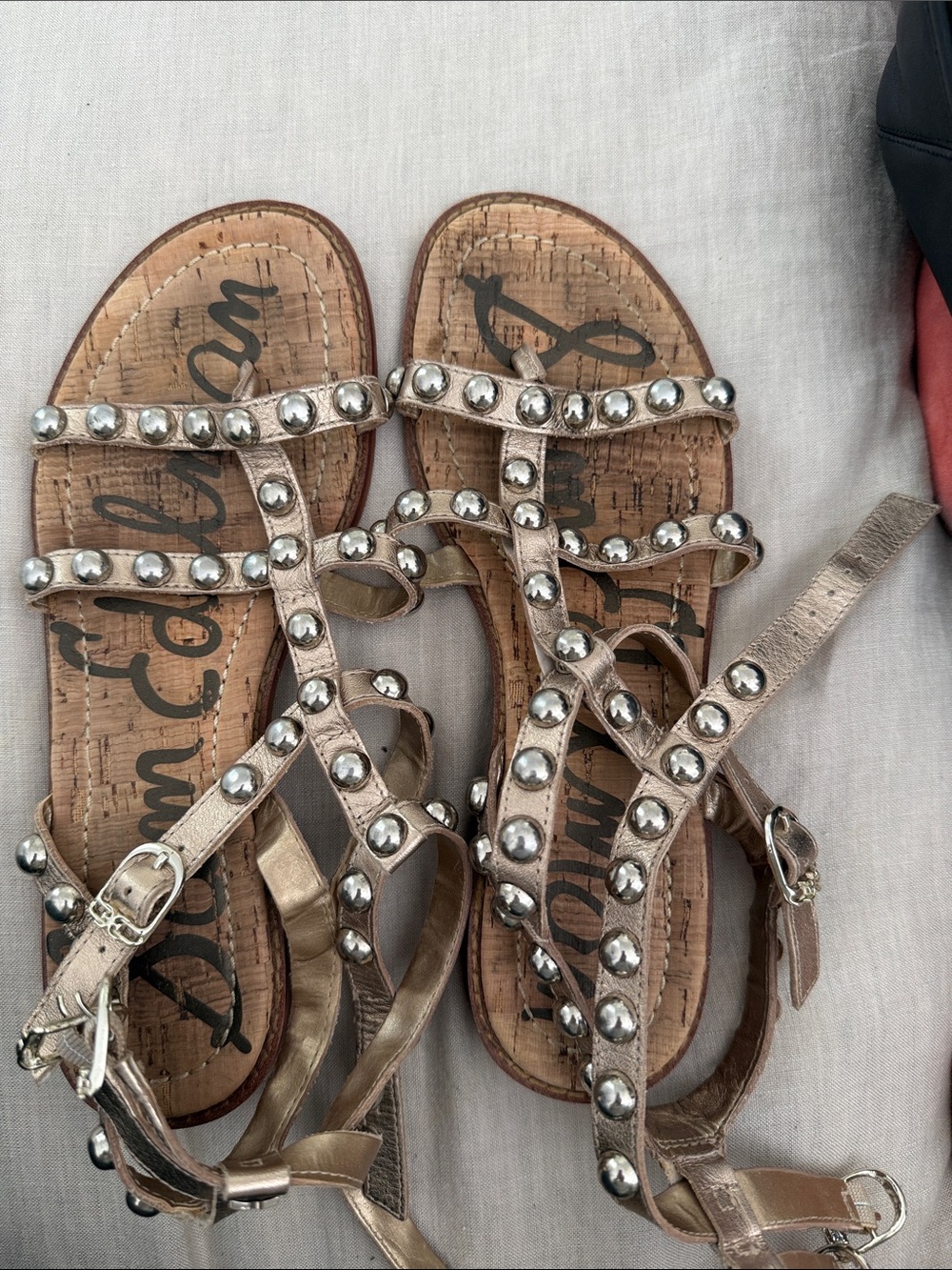 Sam Edelman Metallic Gold Studded Gladiator Sandals